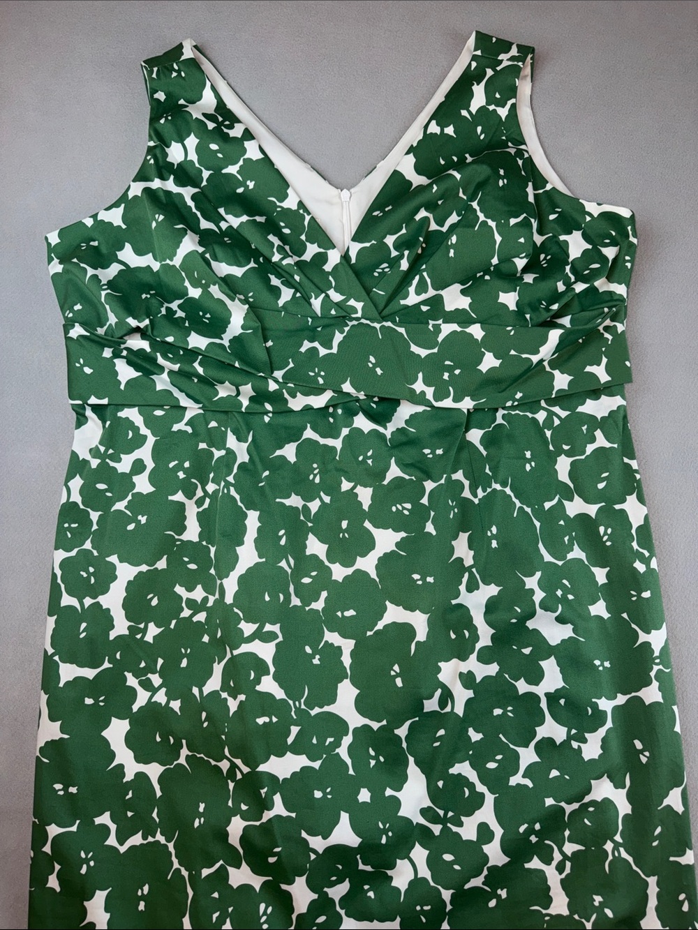 Donna Ricco Green and White Floral Sheath Dress Back Zip Women's 18W EUC - Picture 4 of 8